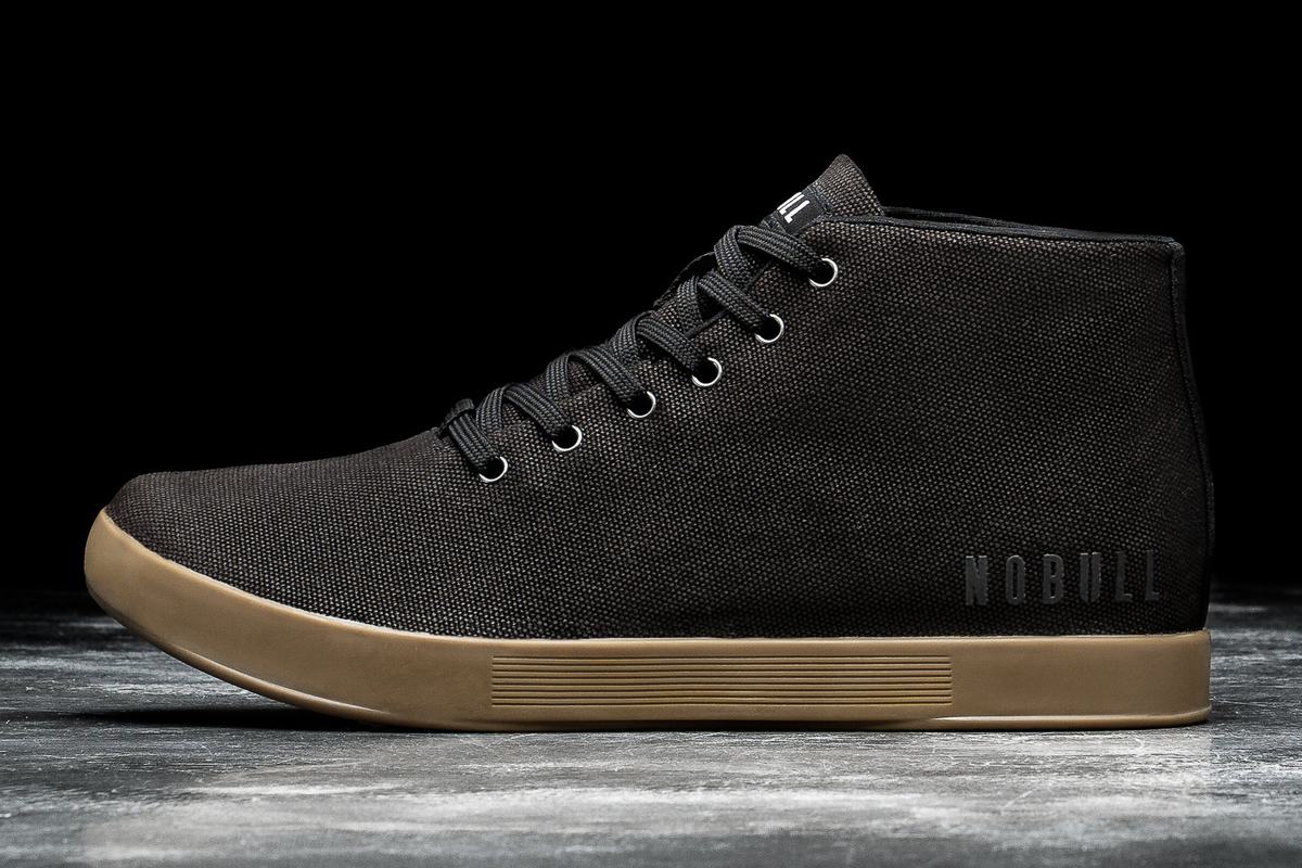 Nobull Canvas Mid Men's Trainers Black | Australia (MO3627)